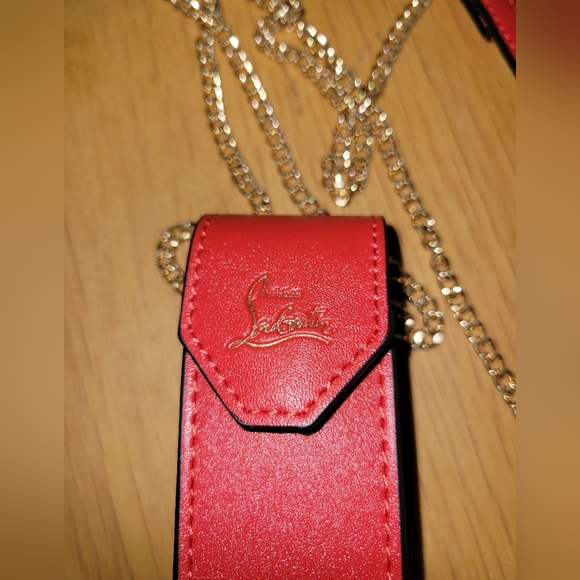 ❤️‍🔥Christian Louboutin Red Lipstick Case w gold tone chain - Picture 15 of 15